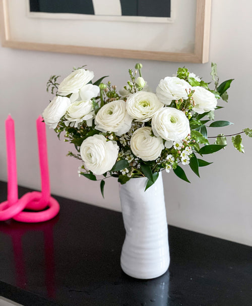 Porcelain White Ranunculus (12+ stems)