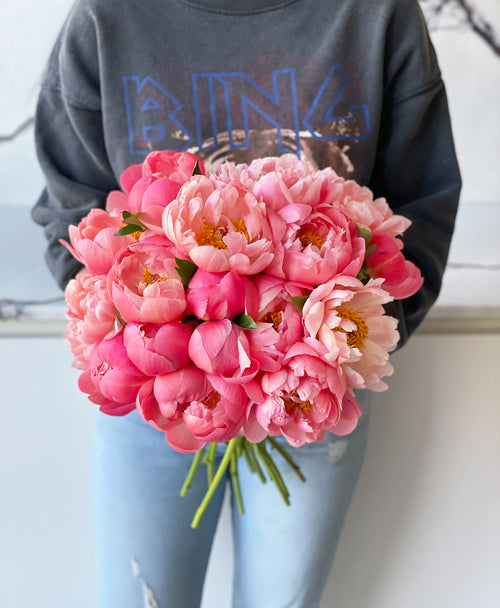 Double Coral Flamingo Peonies (20 stems)