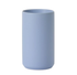 A matte light blue cylindrical vase for 
flwoers