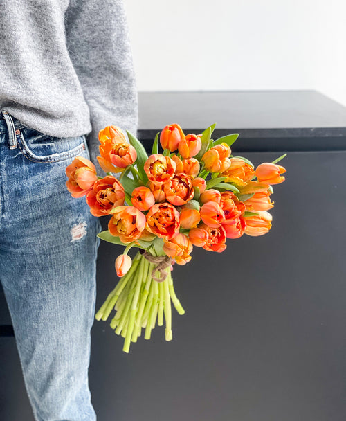 Atomic Orange Double Tulips (30 stems)