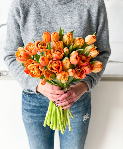 Atomic Orange Double Tulips (30 stems)