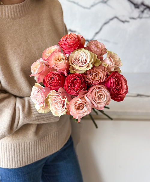 Blush & Bold Rose Mix (15 stems)