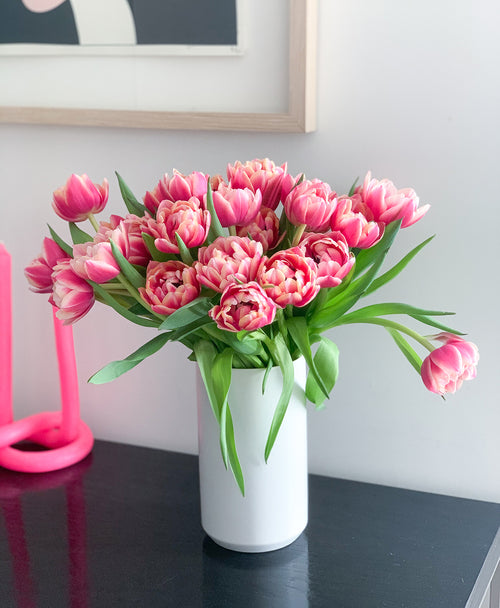 DIY Punch Needles Start Kit for Adult, Pink Tulips Vase Flower